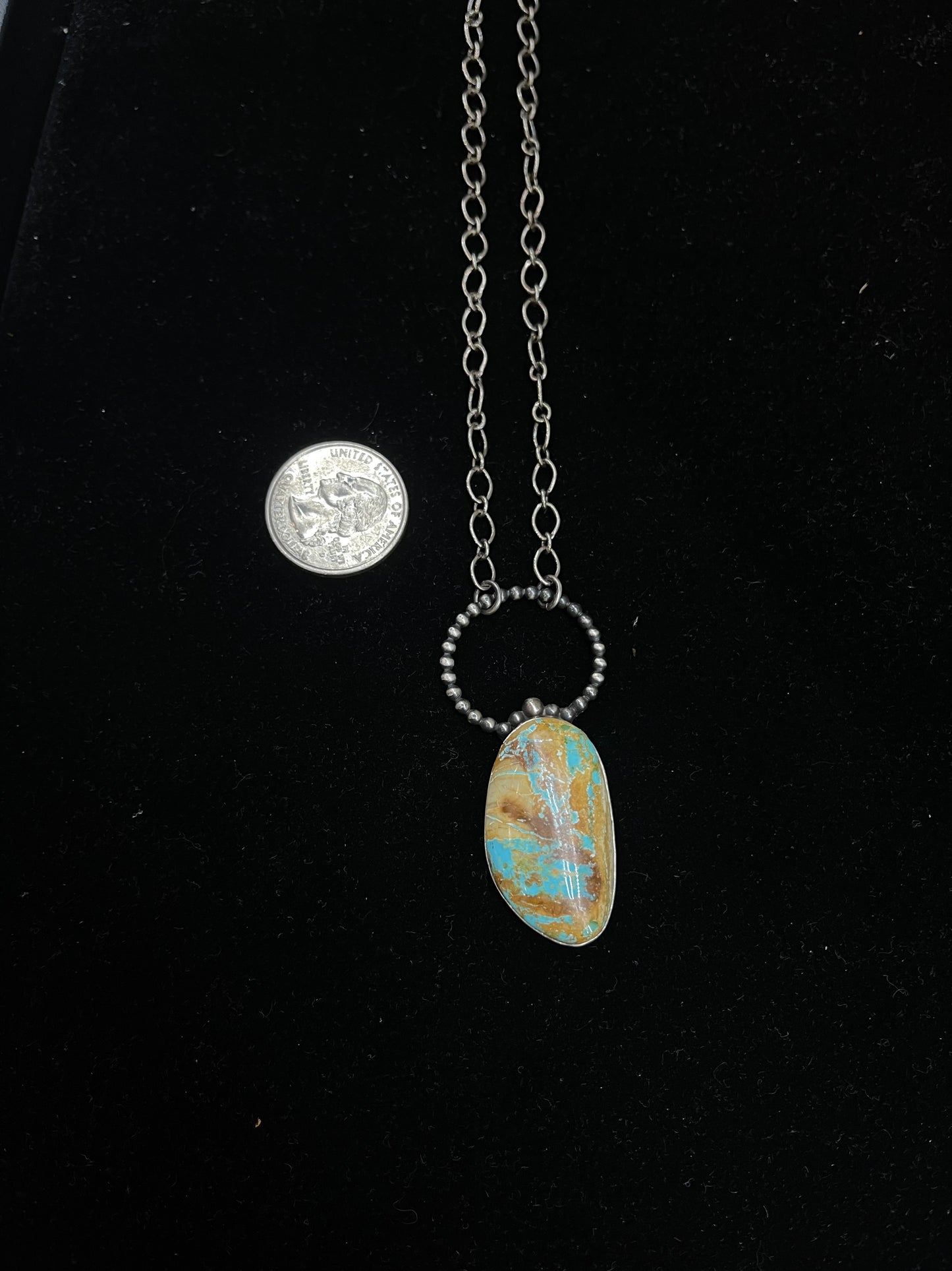 18" Cerrillos Turquoise Necklace By P. Yazzie, Navajo