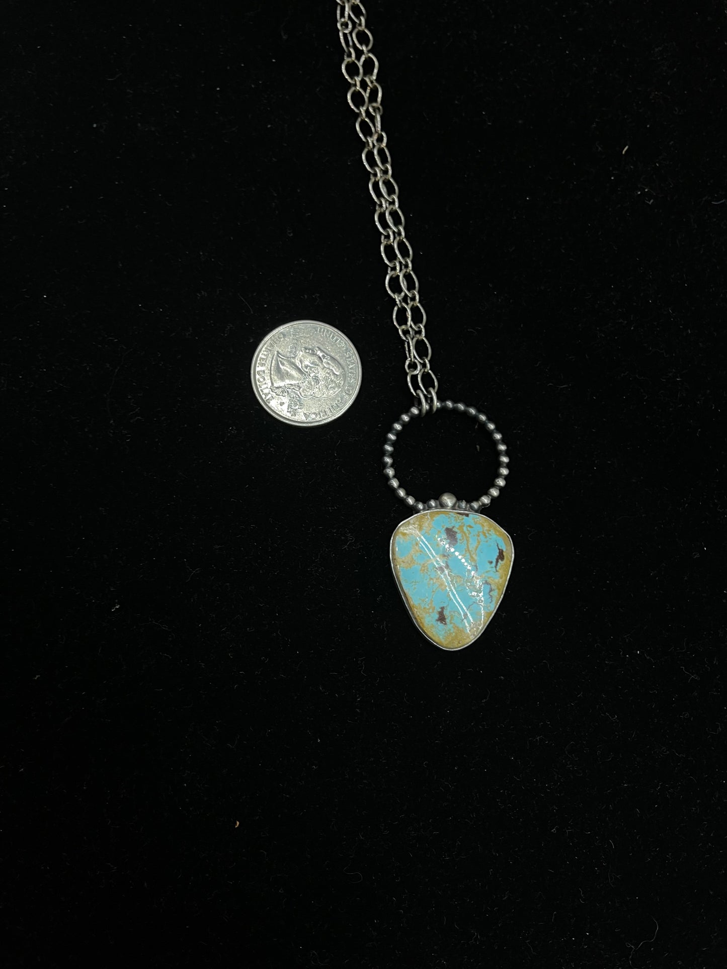18" Cerrillos Turquoise Necklace By P. Yazzie, Navajo