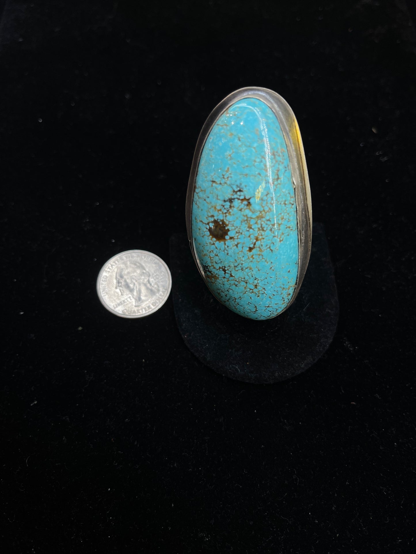 Adjustable Heavy Kingman Turquoise Ring By, Zia
