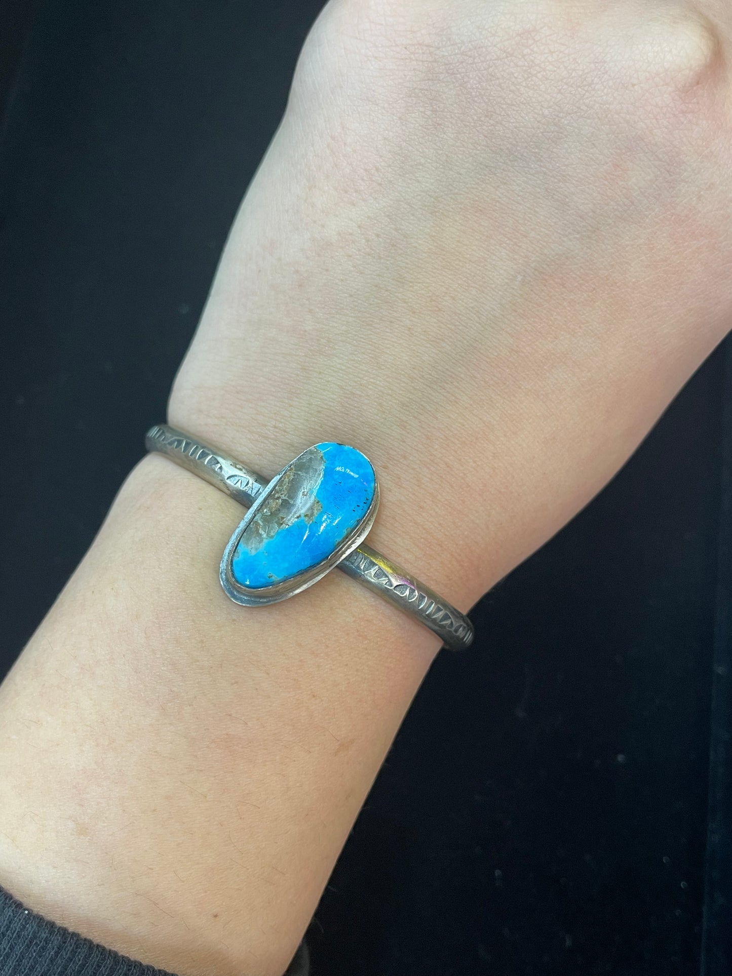 6”-7” Cuff with Kingman Turquoise Stone by TY