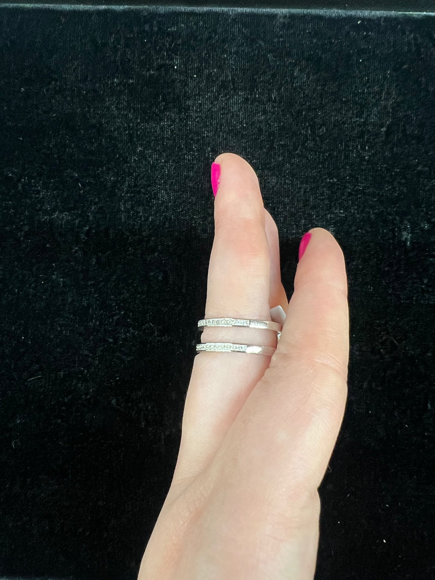 7.5 Sterling Silver Double Band CZ Ring