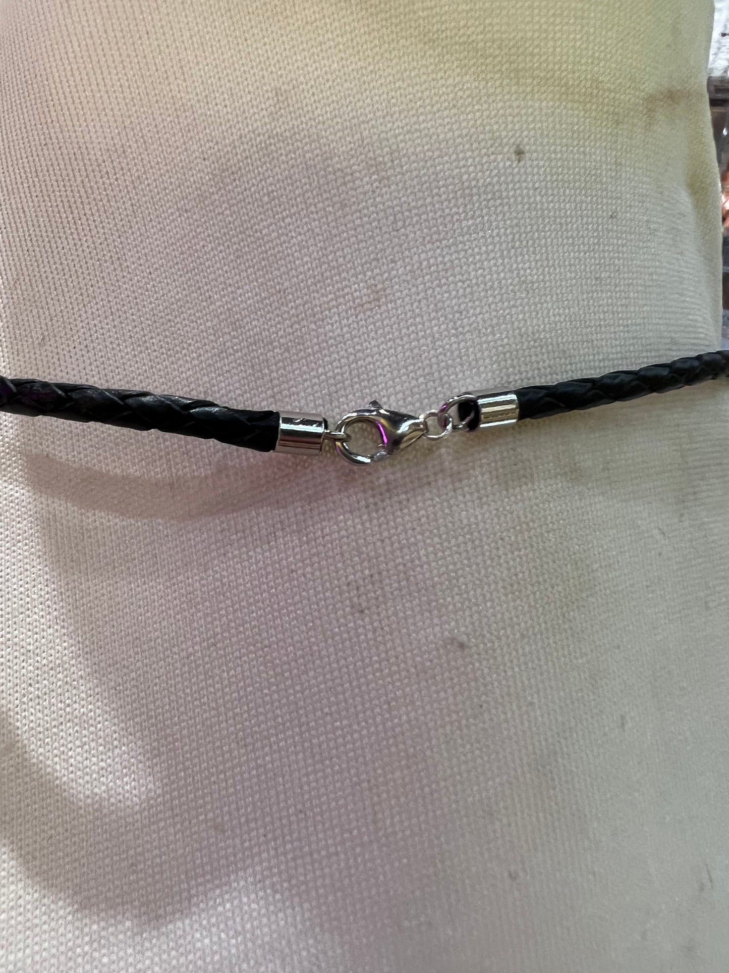 16” Braided Leather Necklace with Silver Clasp