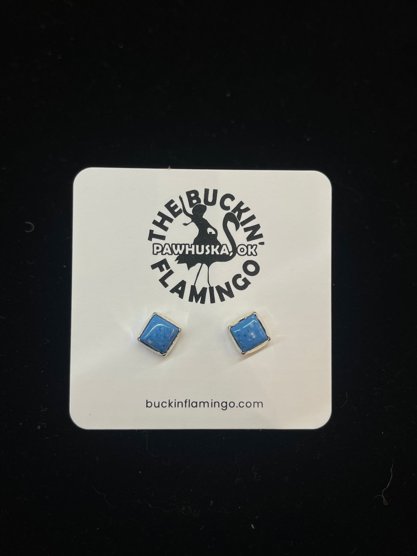 Denim Lapis Square Stud Earrings