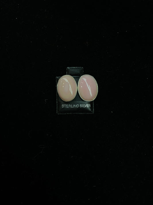 Pink Conch Shell Oval Post Earrings