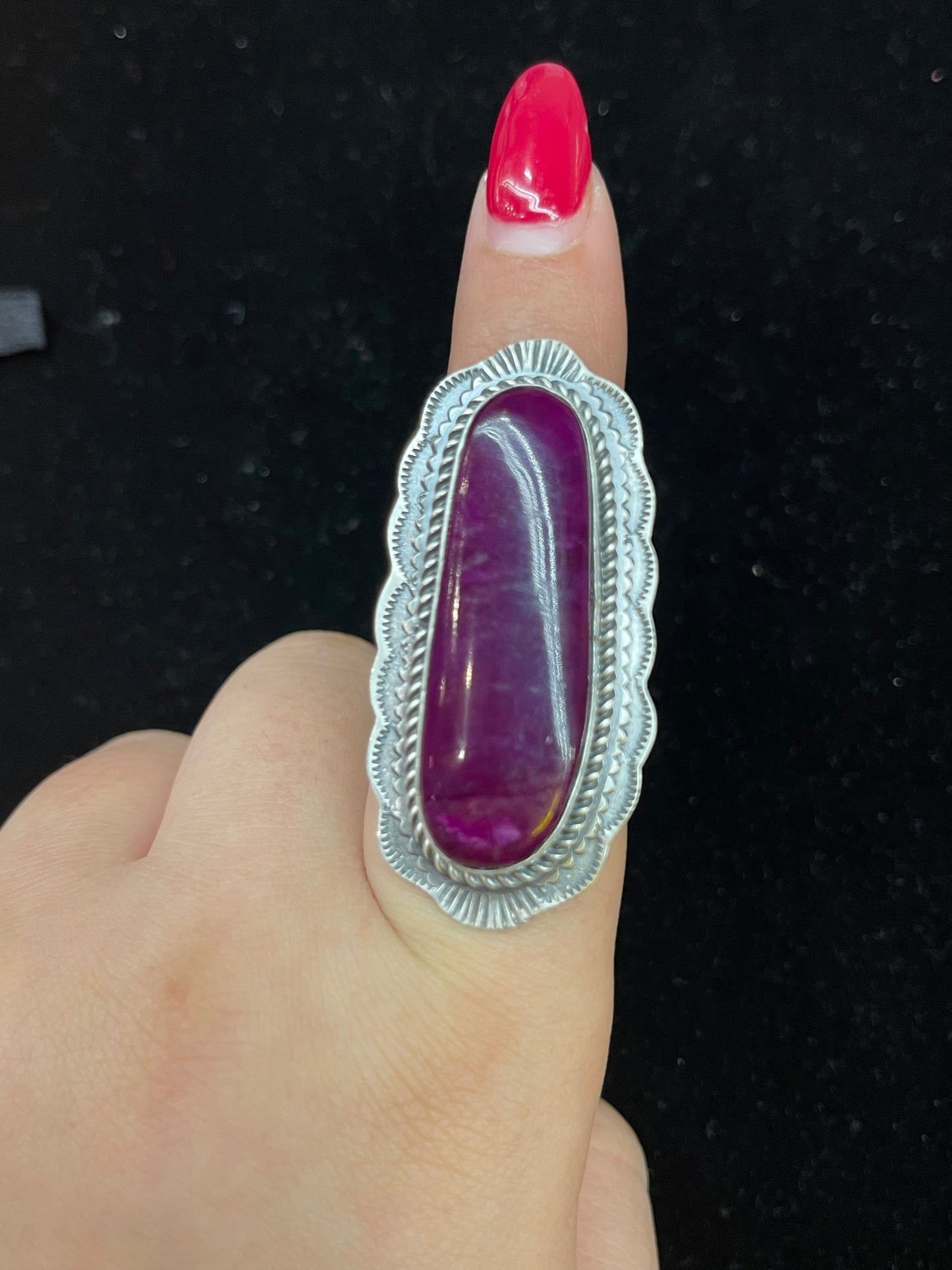 Adjustable Sugilite Ring by G. Platero, Navajo