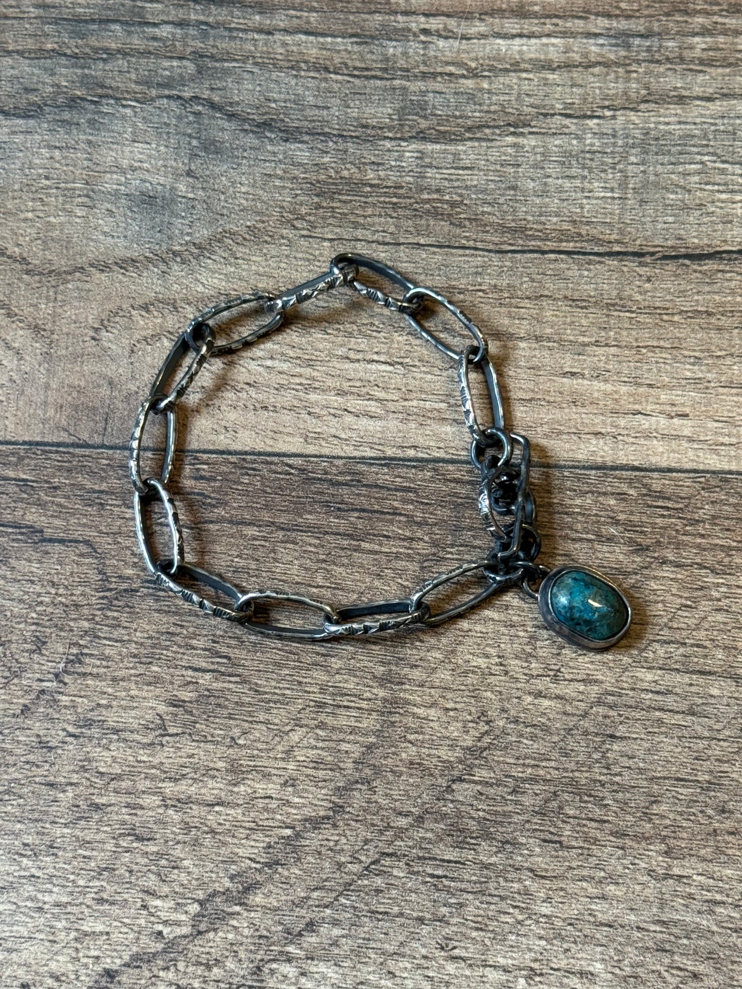 6.5” Paperclip Chain Link Bracelet with Turquoise By Bad Bronc
