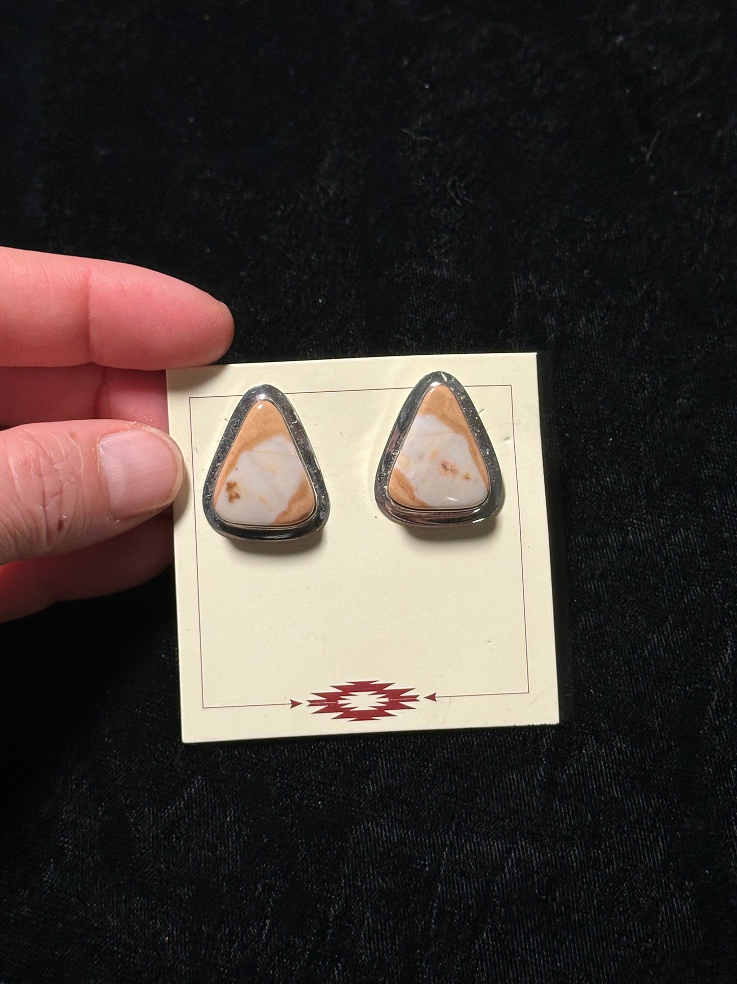 LOT 56 D 1/11 Melon Shell Post Earrings by Marie Jackson, Navajo