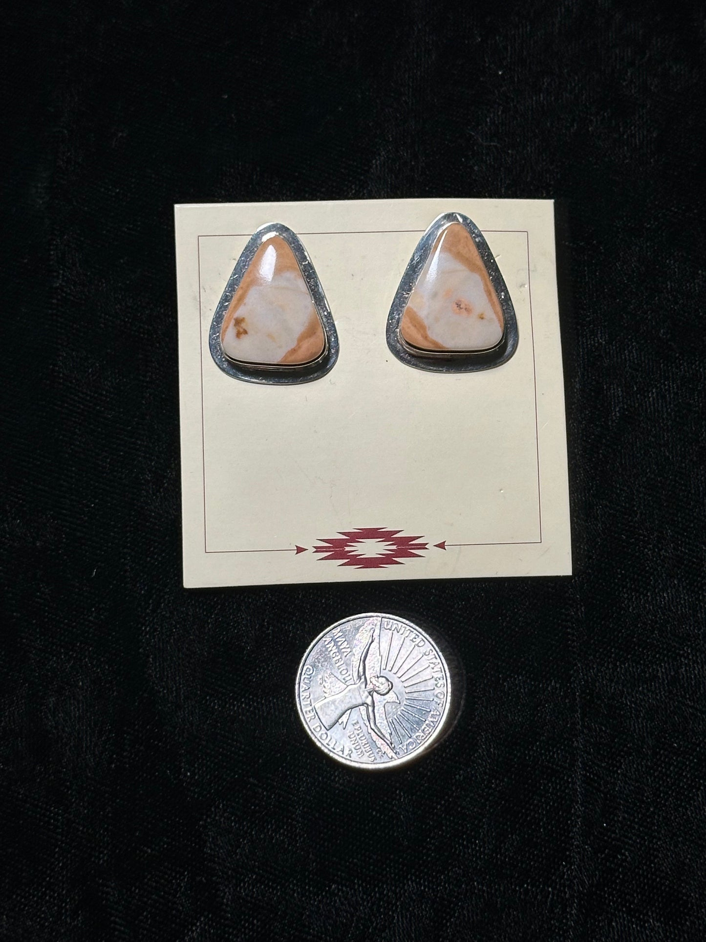 LOT 56 D 1/11 Melon Shell Post Earrings by Marie Jackson, Navajo