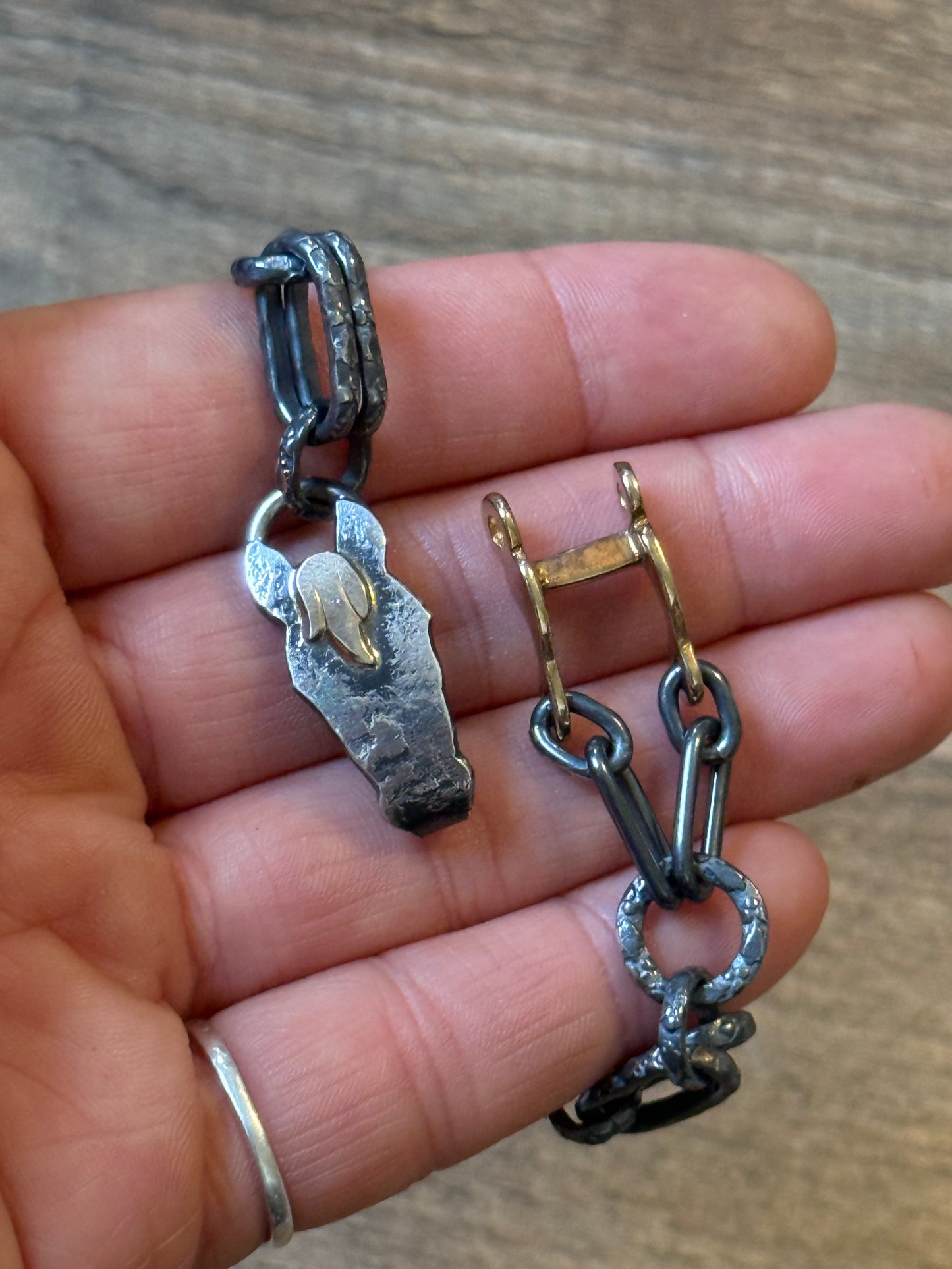 Bad Bronc Long Trot Bracelet 14k Gold and Sterling