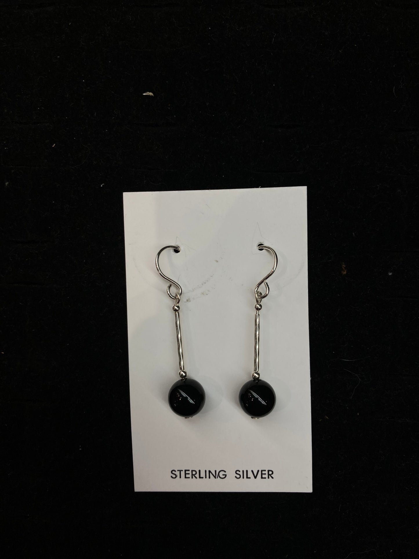 Black Onyx Ball Dangle Earrings