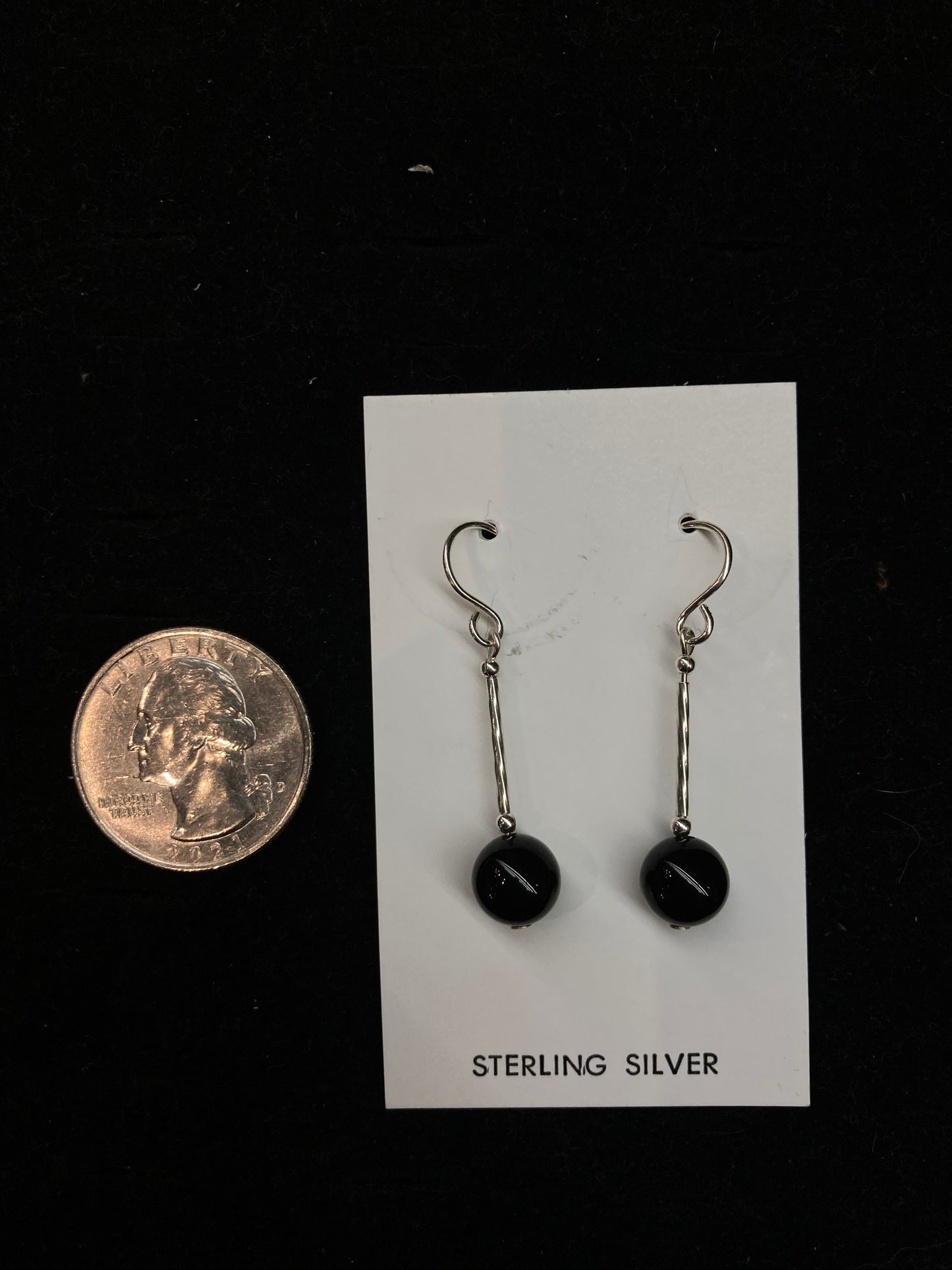 Black Onyx Ball Dangle Earrings