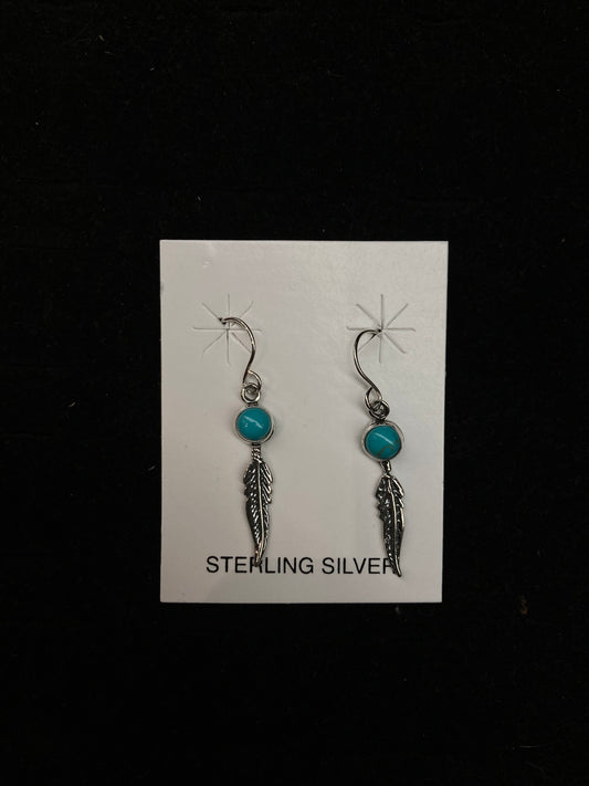 Turquoise Feather Dangle Earrings