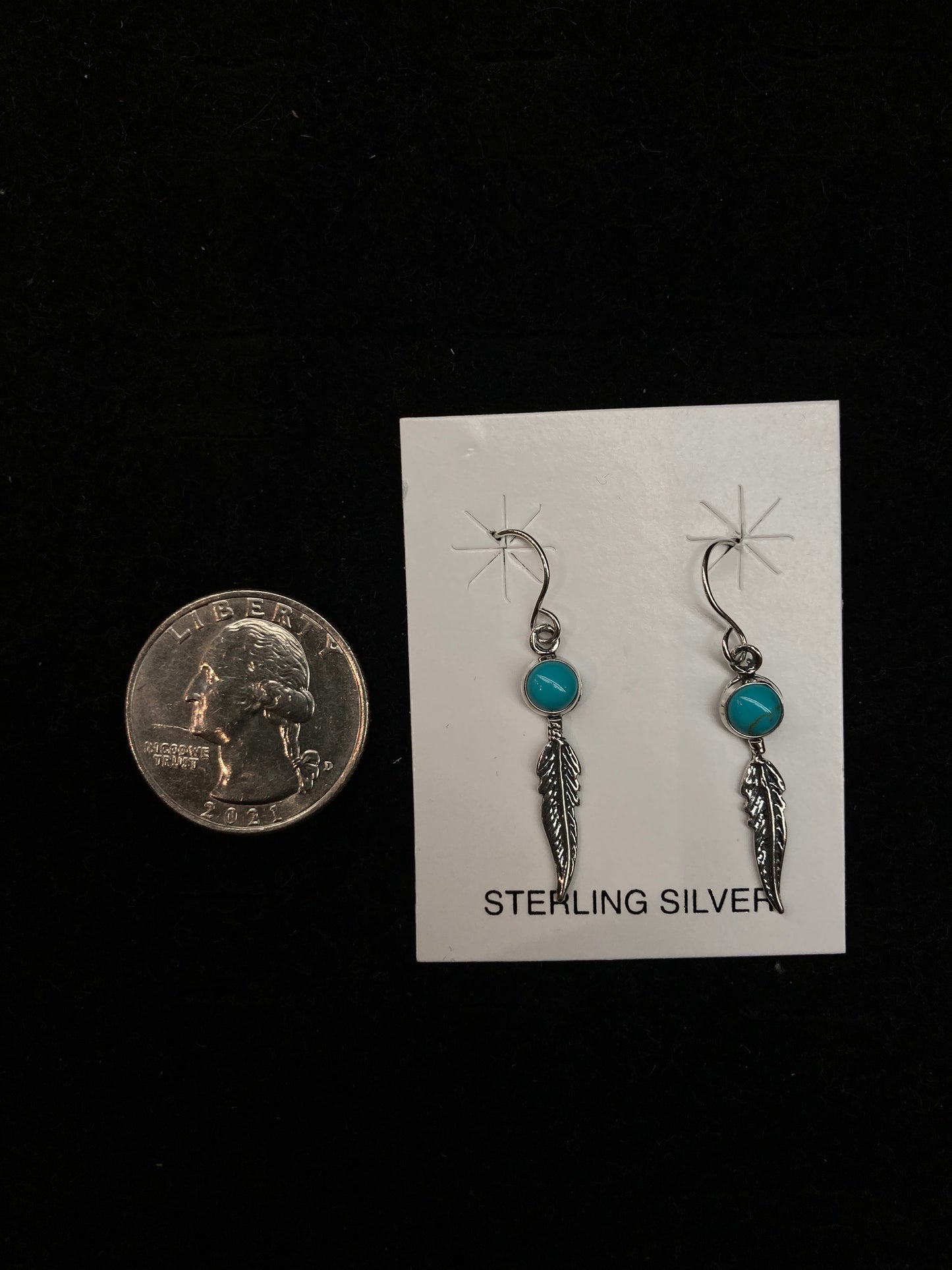 Turquoise Feather Dangle Earrings