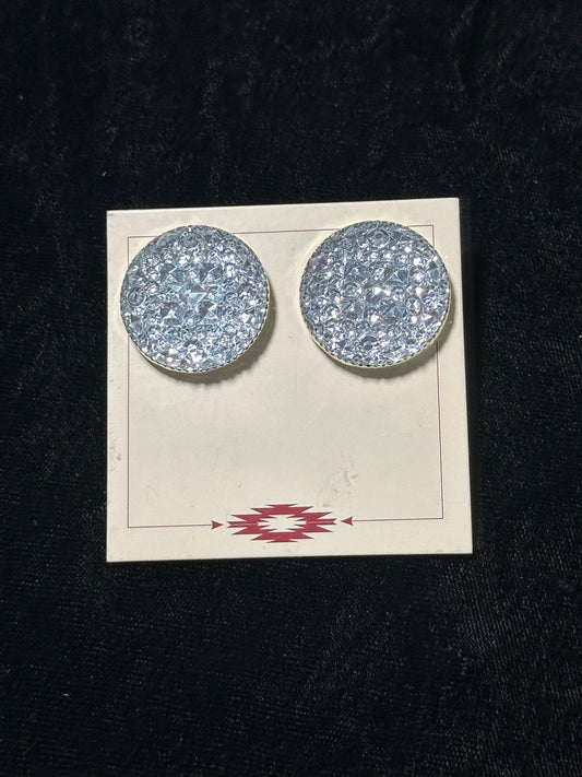 Silver Acrylic and Sterling Silver Post Earrings by Christina Jackson, Navajo