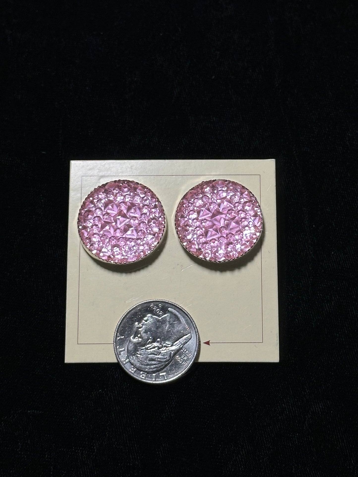 Pink Acrylic and Sterling Silver Post Earrings by Christina Jackson, Navajo