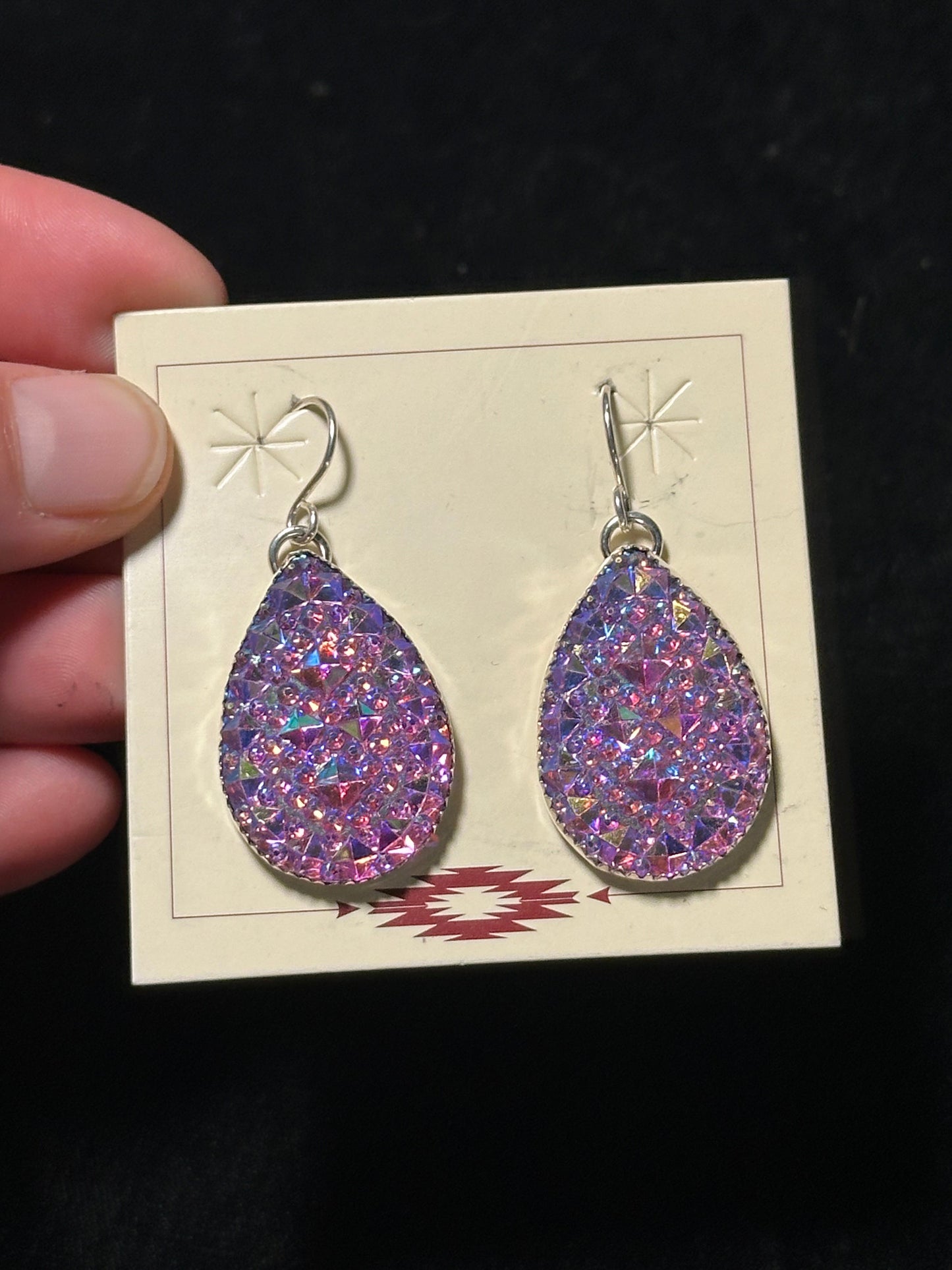 Acrylic and Sterling Silver Earrings by Christina Jackson, Navajo