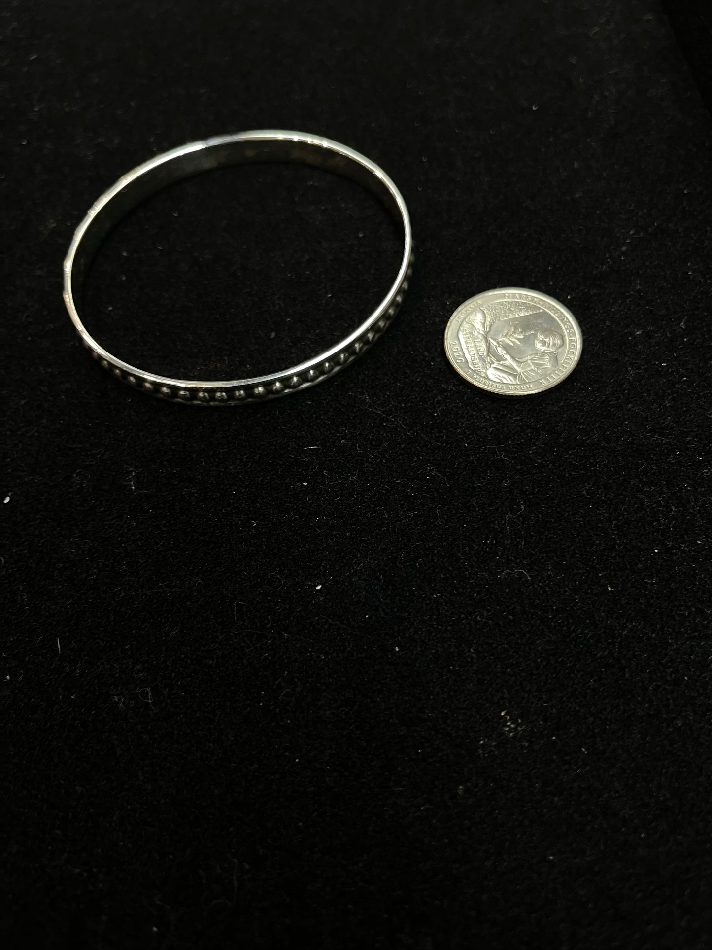 7" Sterling Silver Silver Dot Bangle