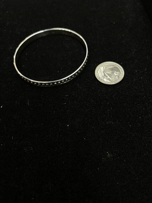7" Sterling Silver Silver Dot Bangle