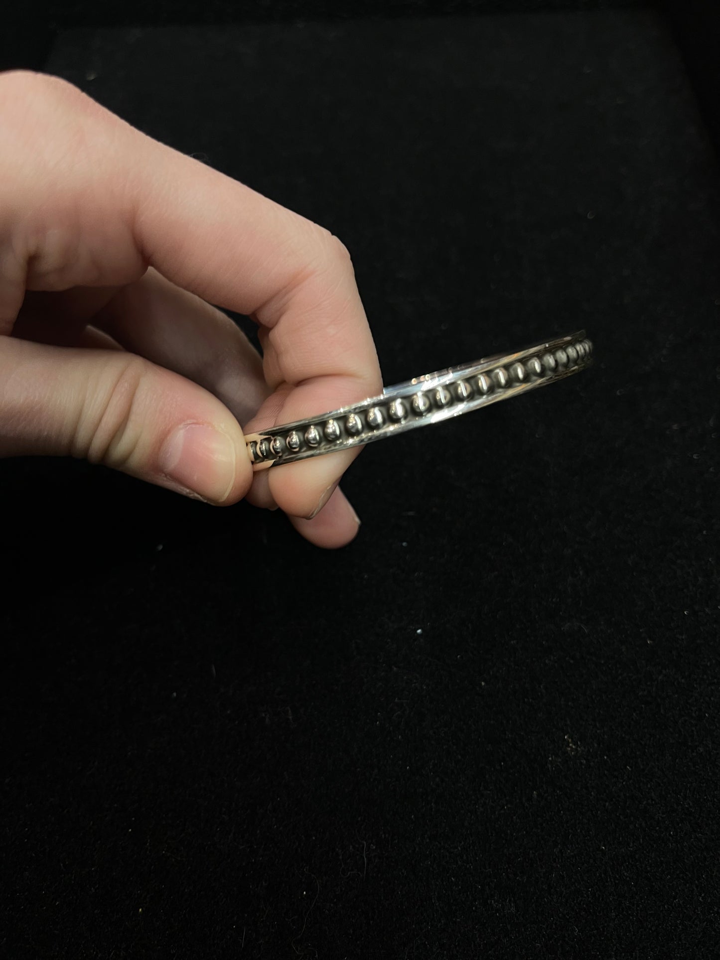 7" Sterling Silver Silver Dot Bangle