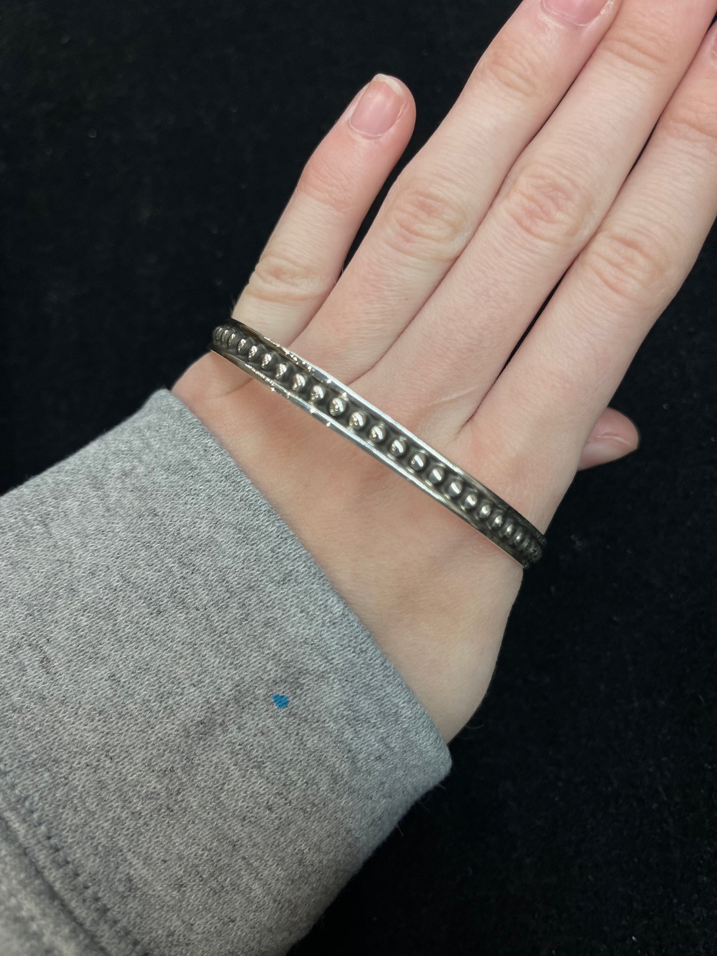 7" Sterling Silver Silver Dot Bangle