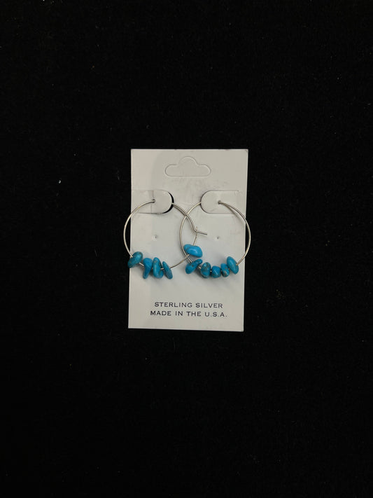 Dainty Kingman Turquoise Hoop Earrings