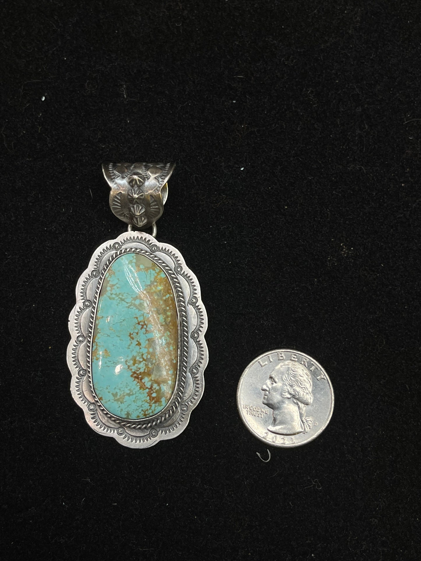 #8 Turquoise Pendant with 11.5mm Bale by John Nelson, Navajo