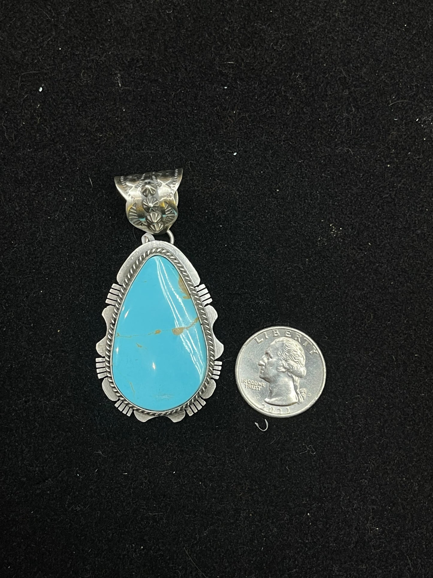 Kingman turquoise Pendant with 11.5mm Bale by John Nelson, Navajo