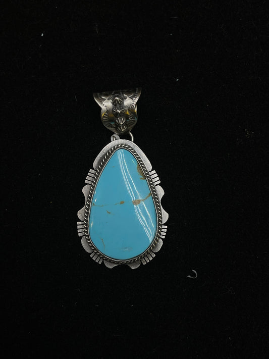 Kingman turquoise Pendant with 11.5mm Bale by John Nelson, Navajo