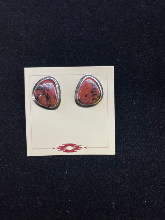 Jasper Post Earrings by Marie Jackson, Navajo