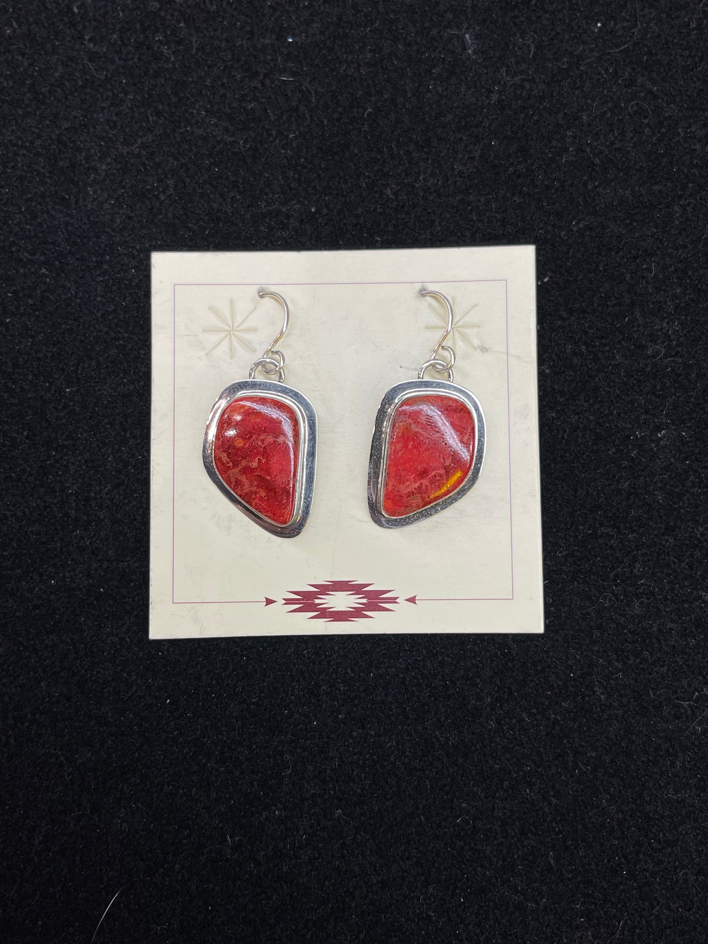 Coral Dangle Earrings by Marie Jackson, Navajo