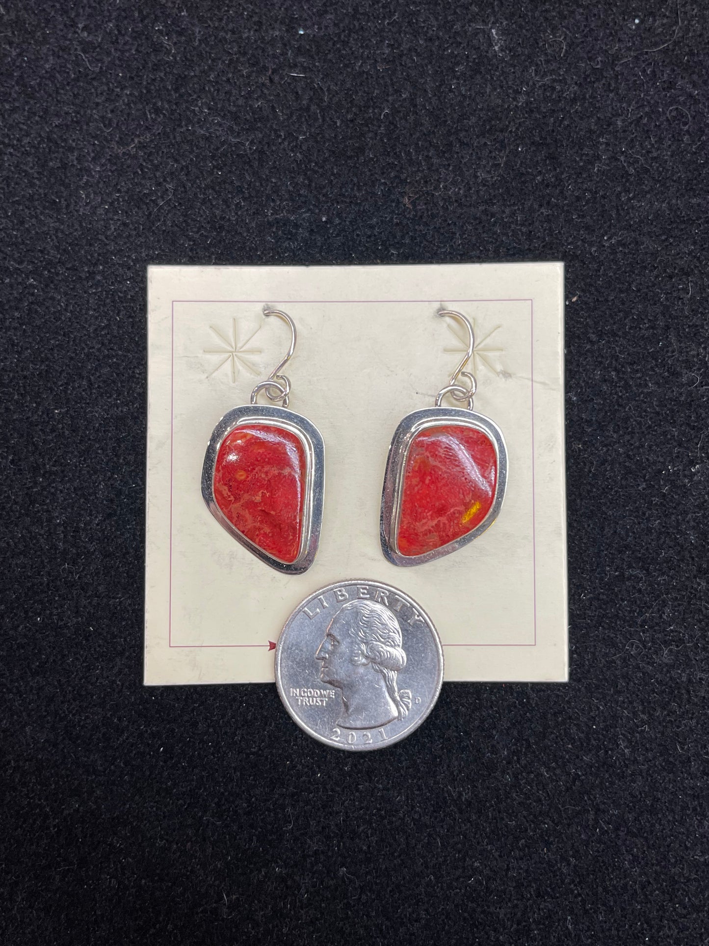 Coral Dangle Earrings by Marie Jackson, Navajo