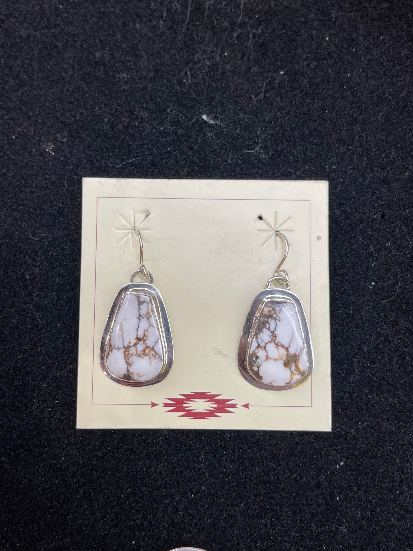 White Horse Dangle Earrings by Marie Jackson, Navajo