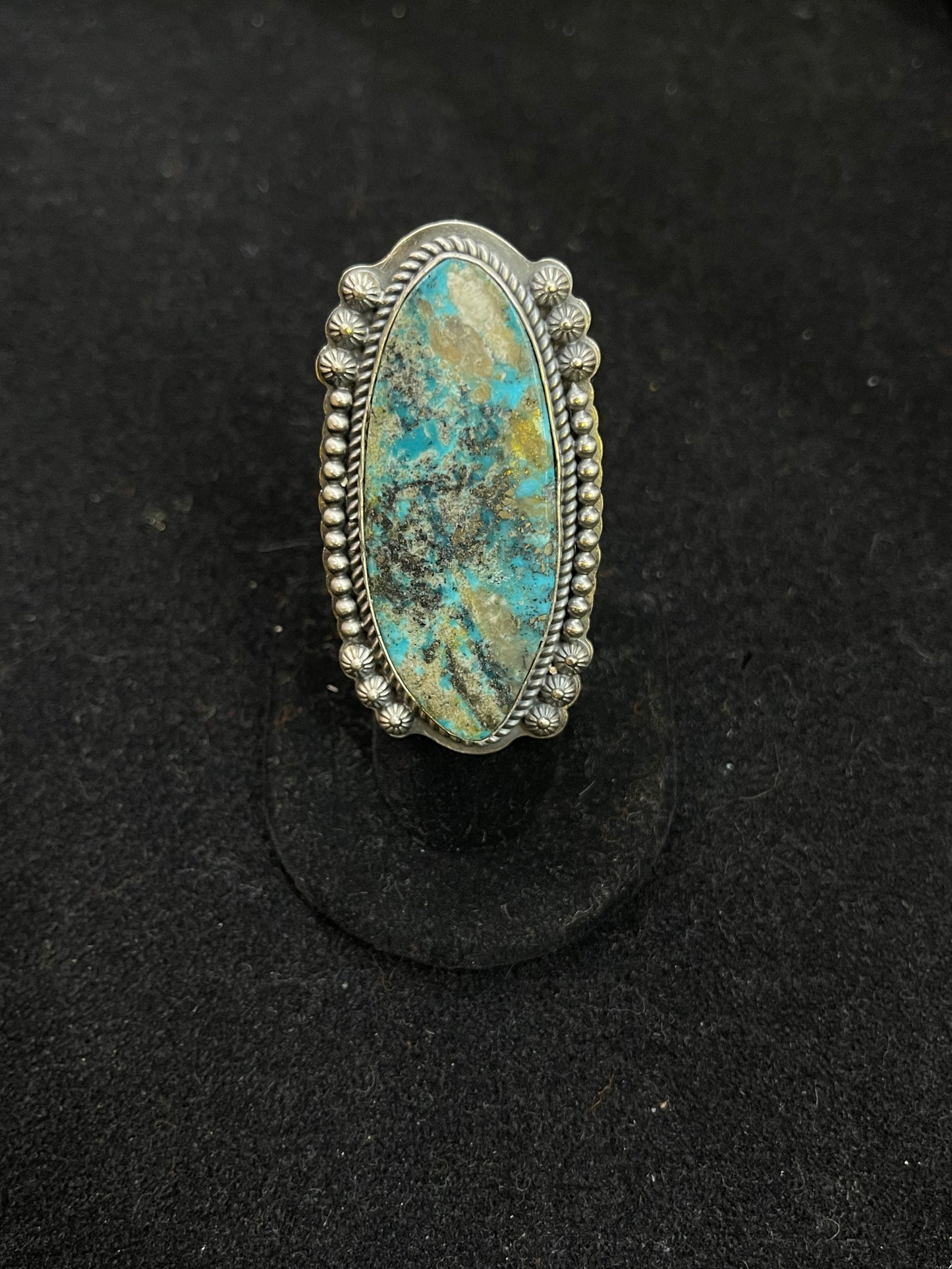 Adjustable Kingman Turquoise Ring by Gilbert Platero