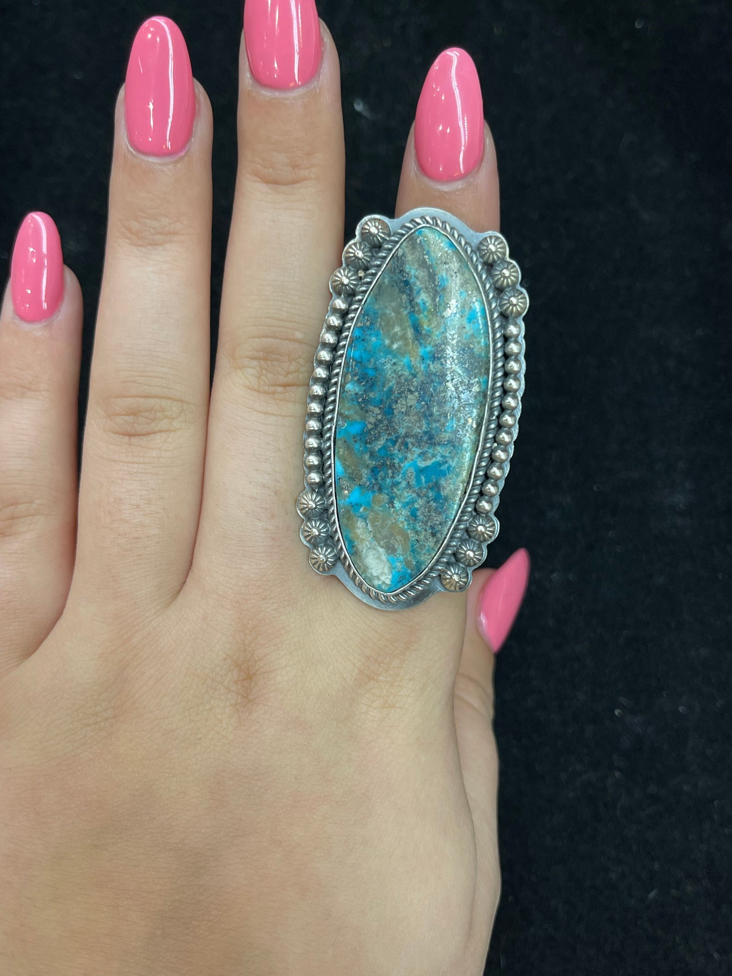 Adjustable Kingman Turquoise Ring by Gilbert Platero