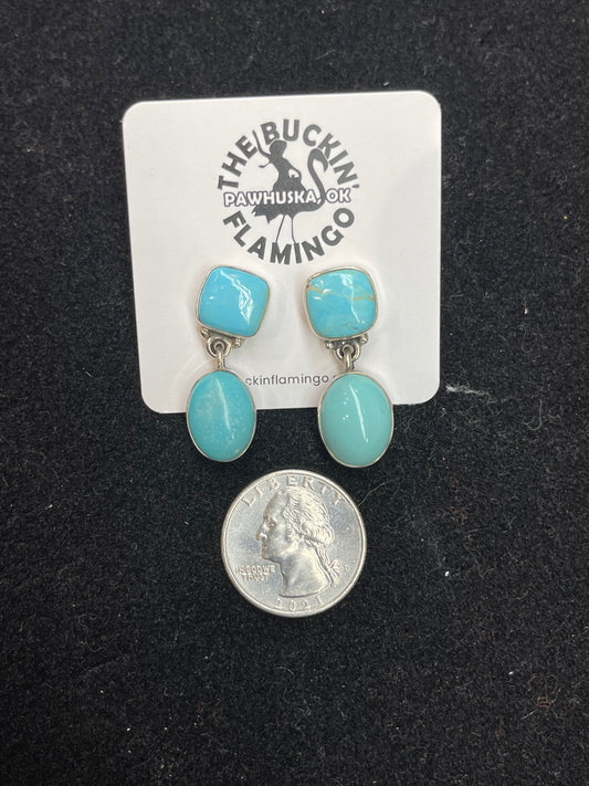 Sleeping Beauty Turquoise Dangle Post Earrings