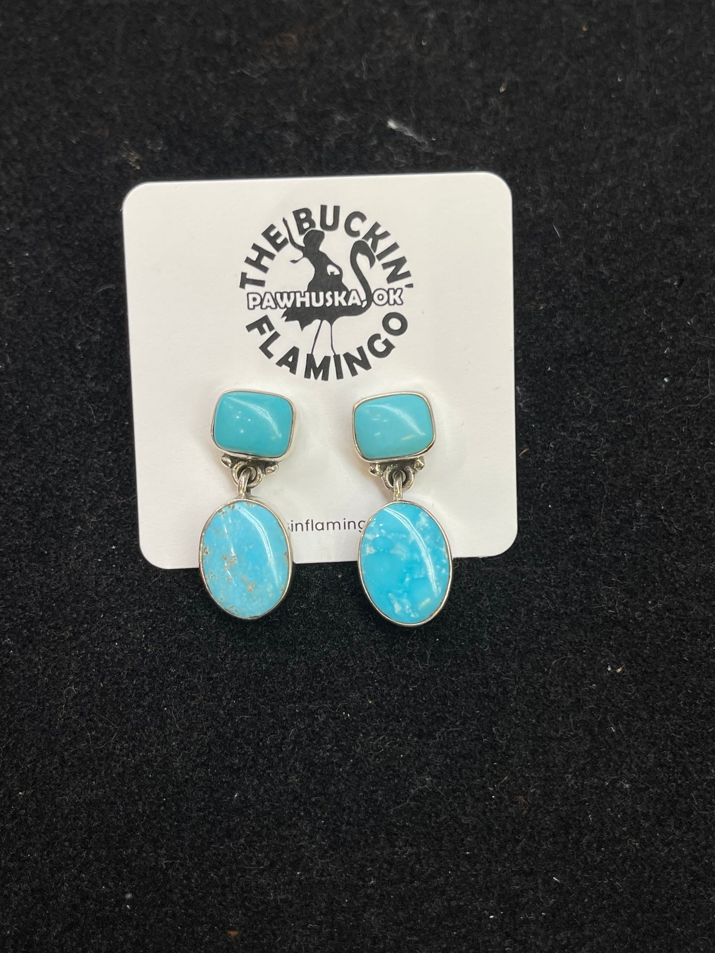 Sleeping Beauty Turquoise Dangle Post Earrings