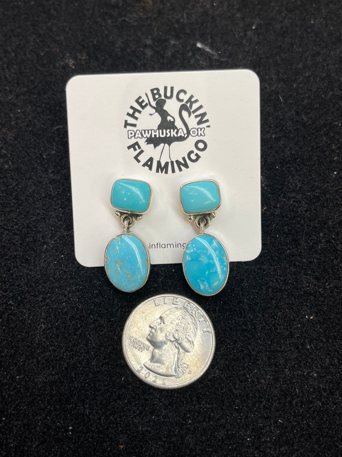 Sleeping Beauty Turquoise Dangle Post Earrings