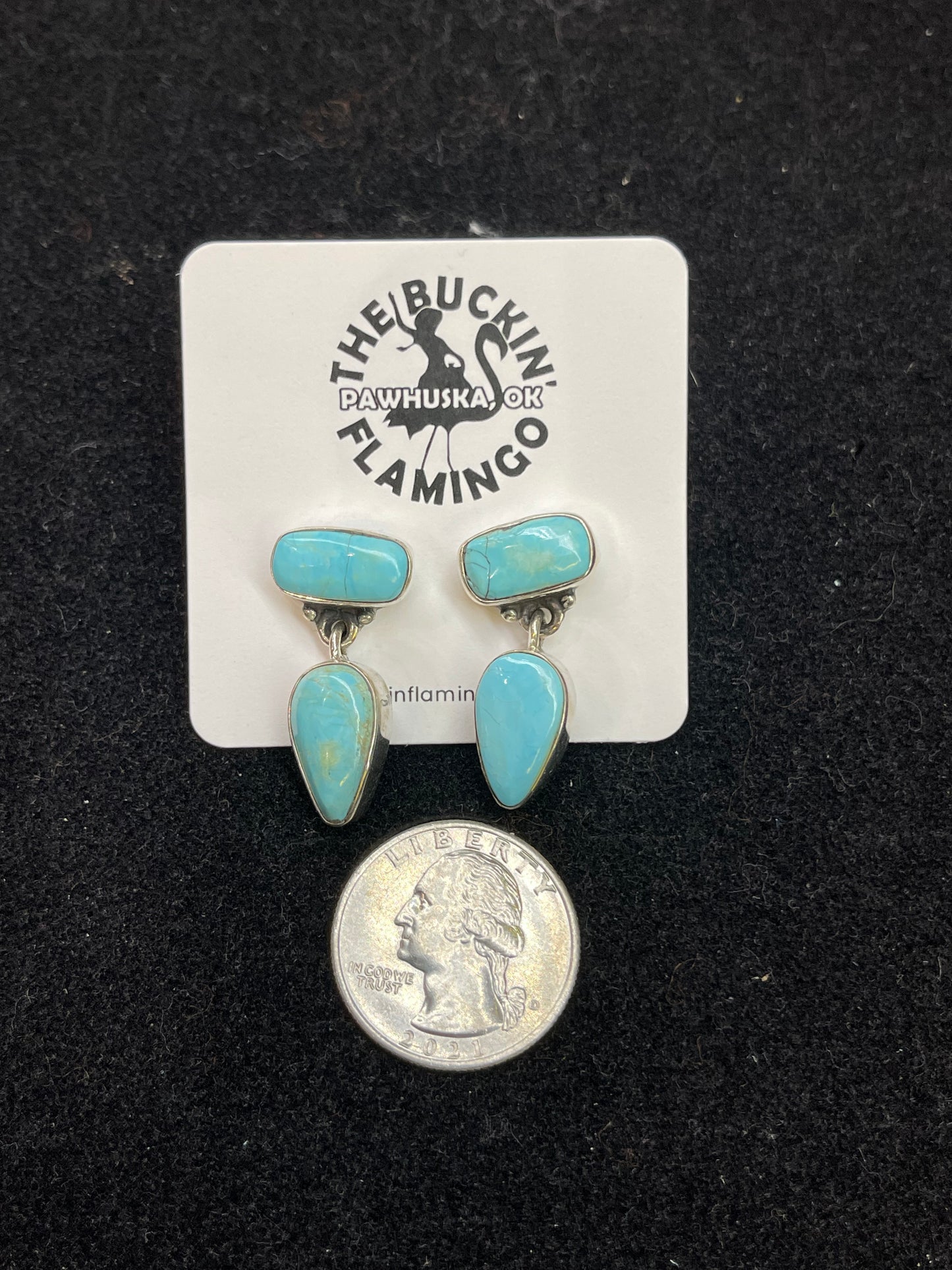 Sleeping Beauty Turquoise Dangle Post Earrings