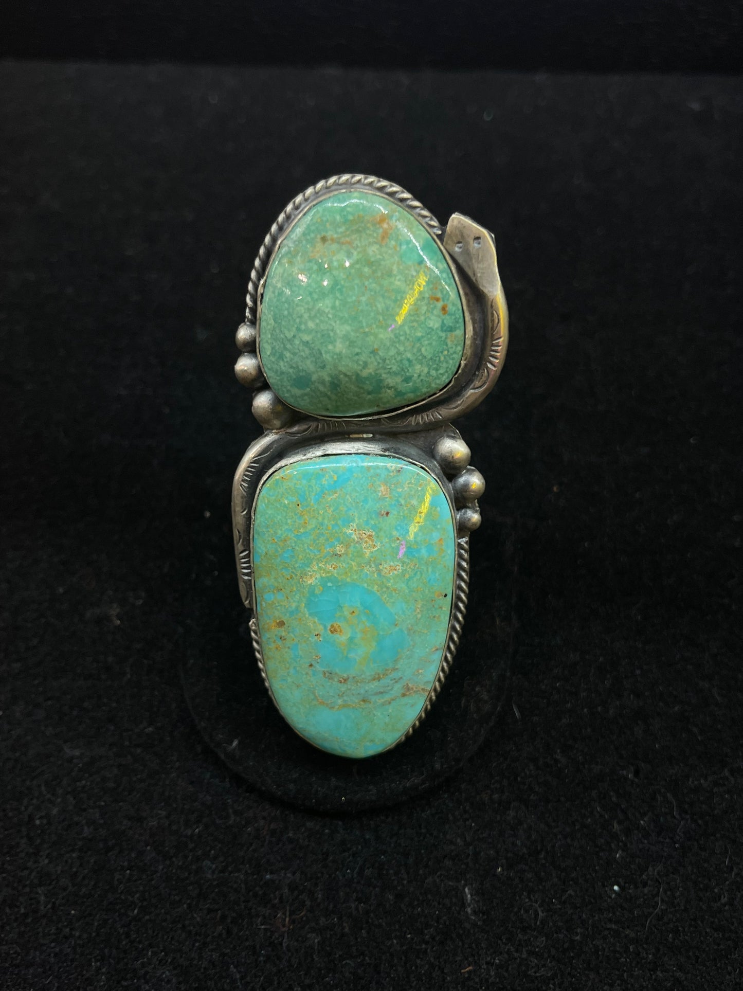 Adjustable Emerald Valley Turquoise Ring by Boyd J. Ashley, Navajo