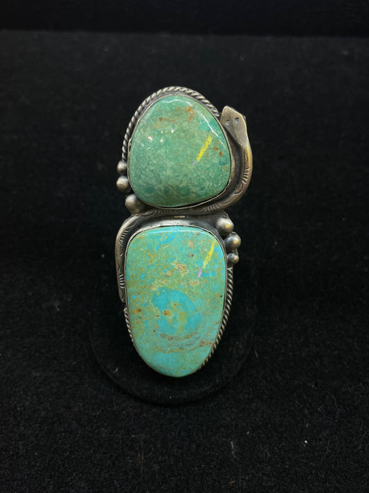 Adjustable Emerald Valley Turquoise Ring by Boyd J. Ashley, Navajo