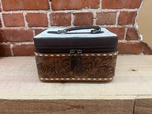 Tooled Leather and Cowhide Jewelry Box