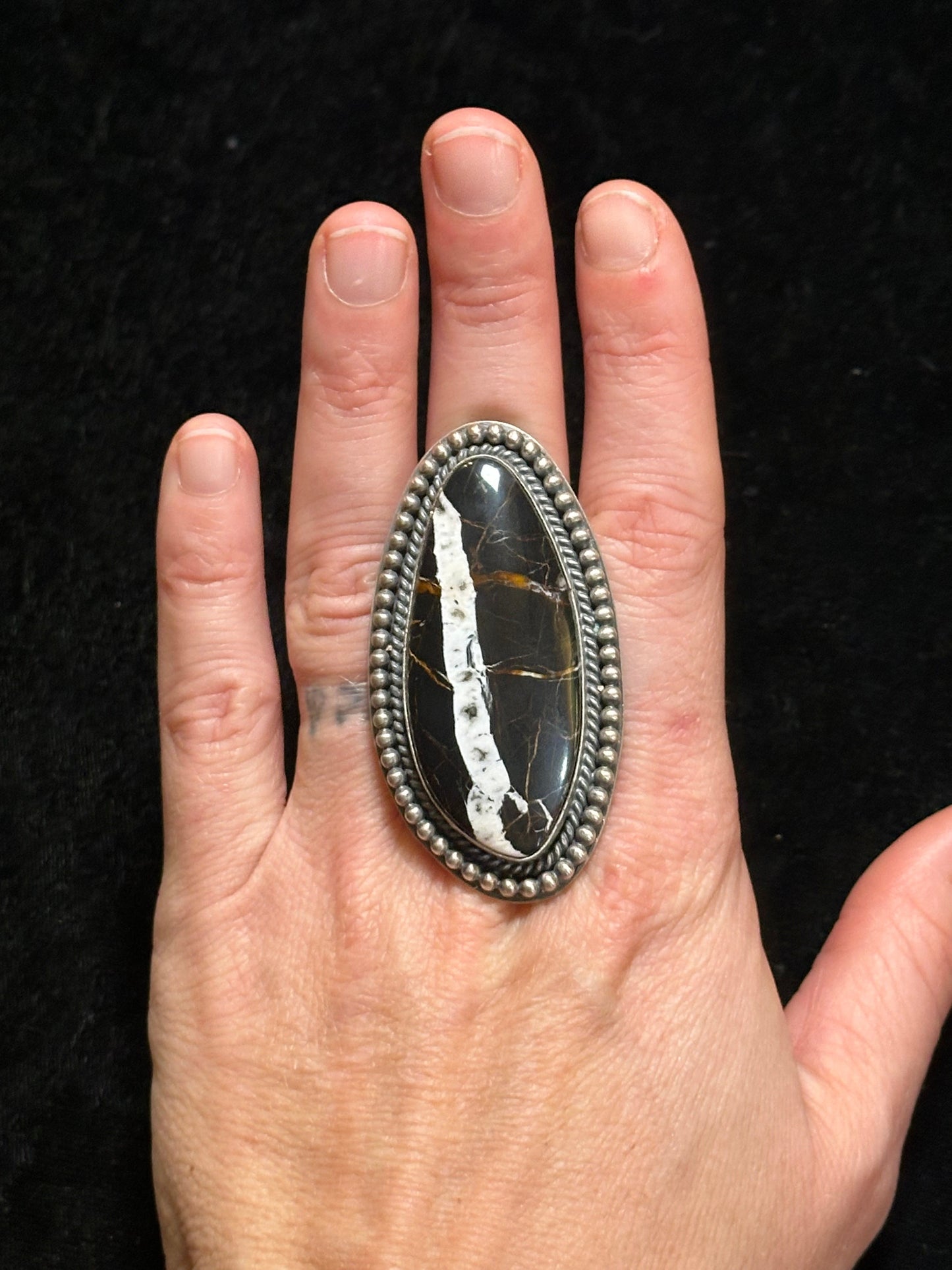 10.0 White Buffalo Ring by Gilbert Platero, Navajo