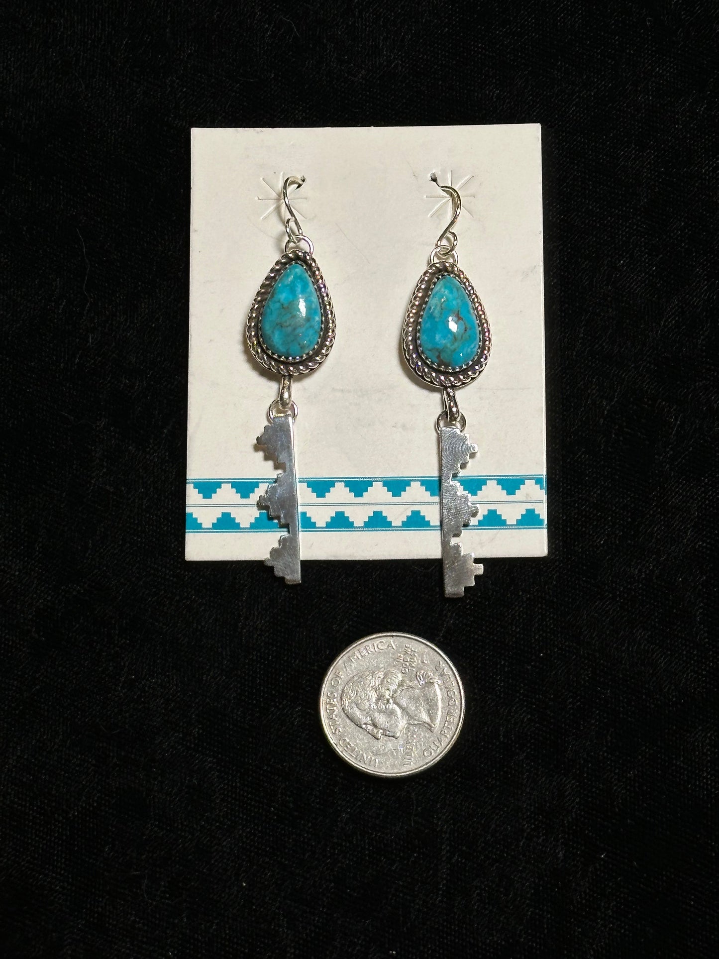 Kingman Turquoise Dangle Earrings by Christina Jackson, Navajo