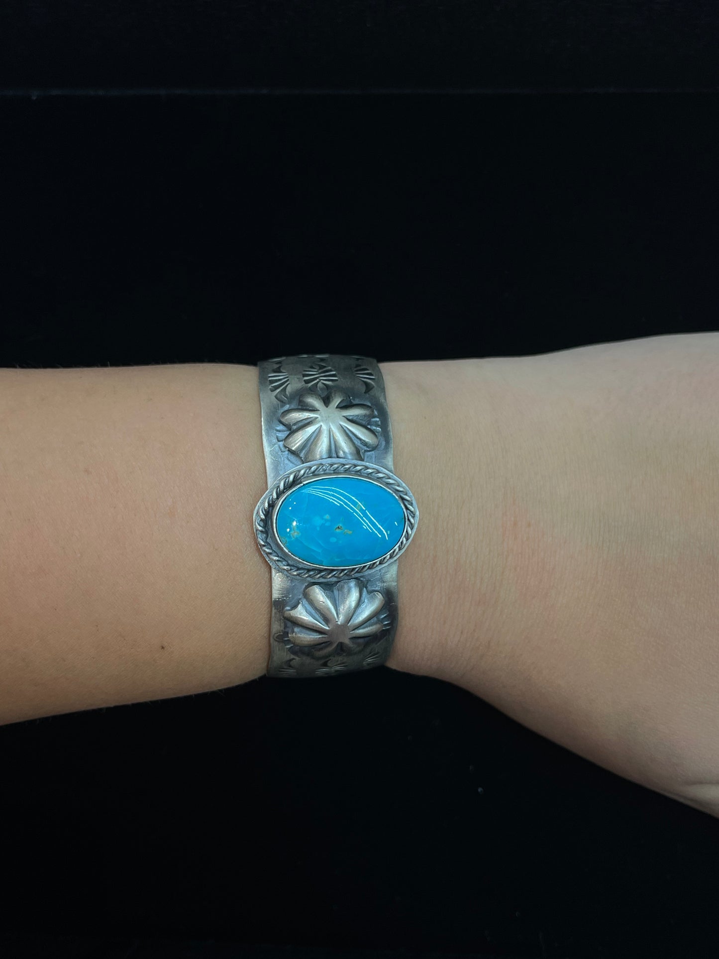 6 1/4"- 6 1/2" Cripple Creek Turquoise Cuff by Gilbert Nez, Navajo