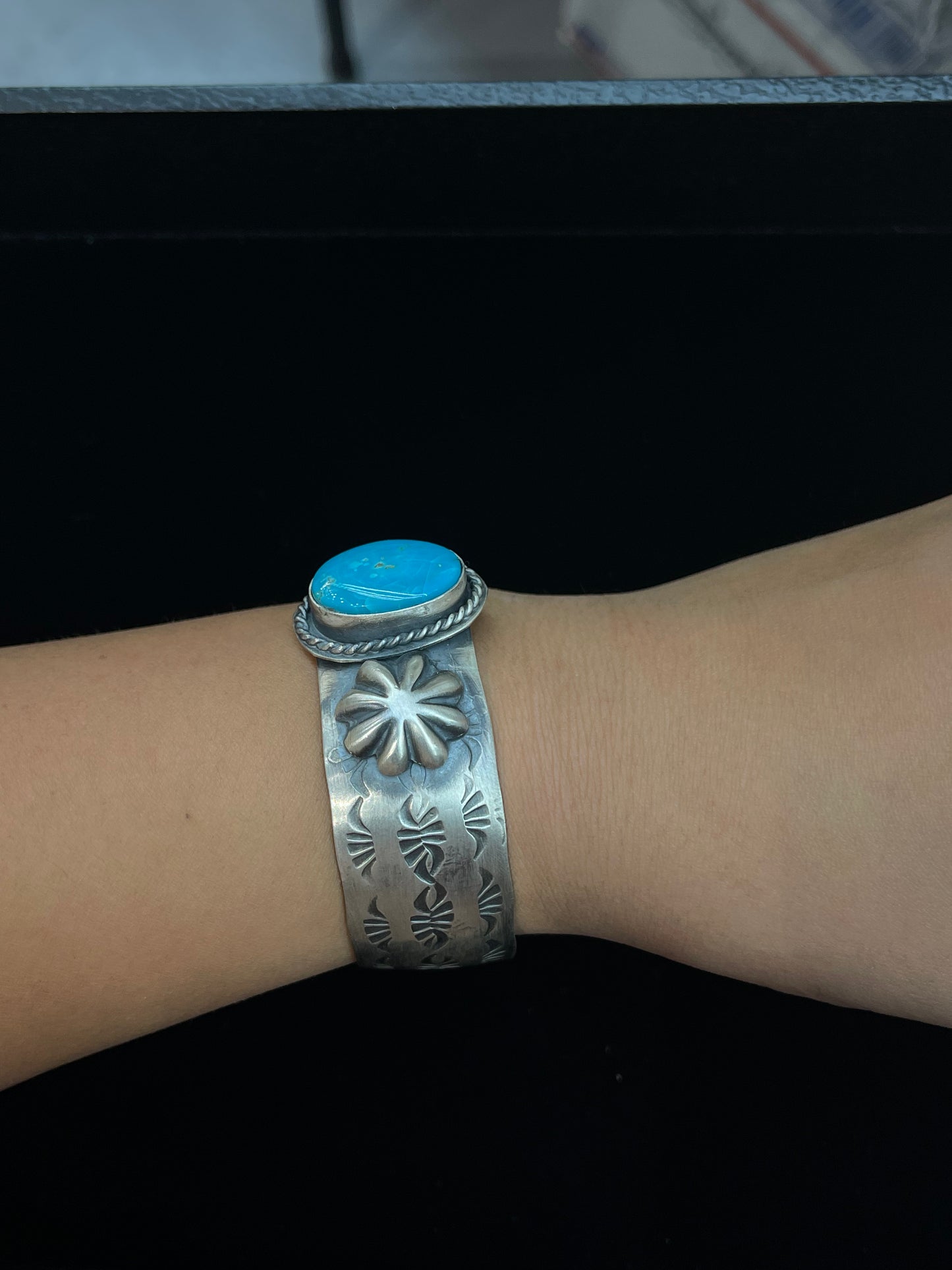 6 1/4"- 6 1/2" Cripple Creek Turquoise Cuff by Gilbert Nez, Navajo