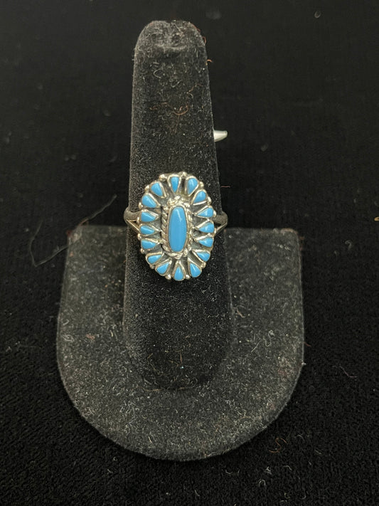 Denim Lapis Needle Point Turquoise Rings