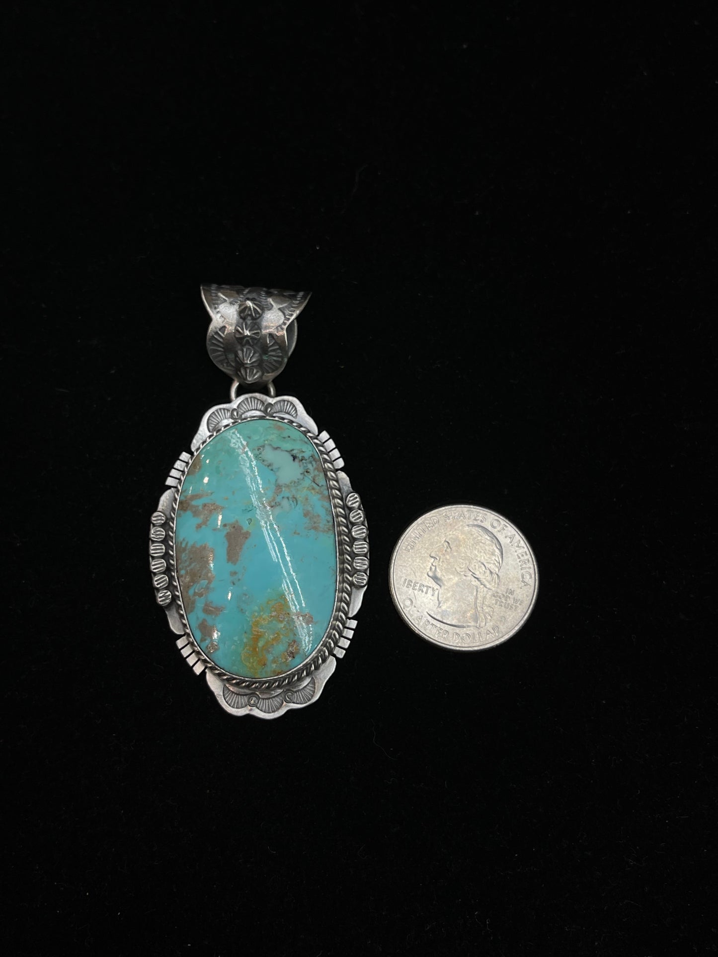 Turquoise Pendant with 12mm Bale by John Nelson, Navajo