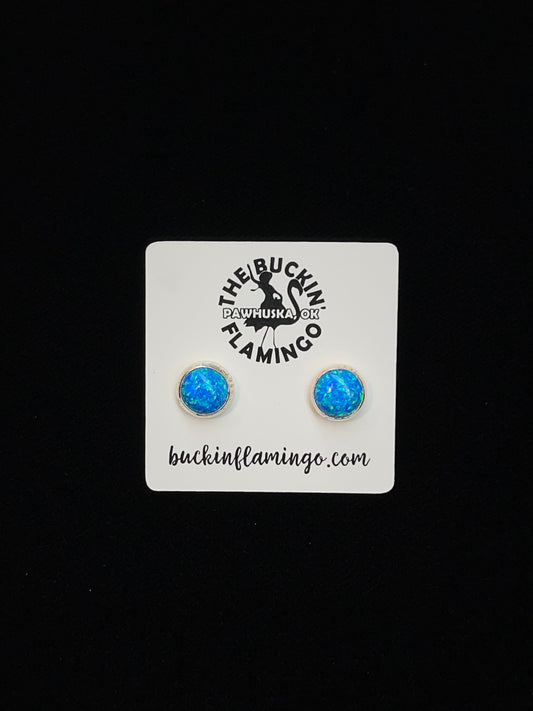 Blue Opal Small Post Earrings