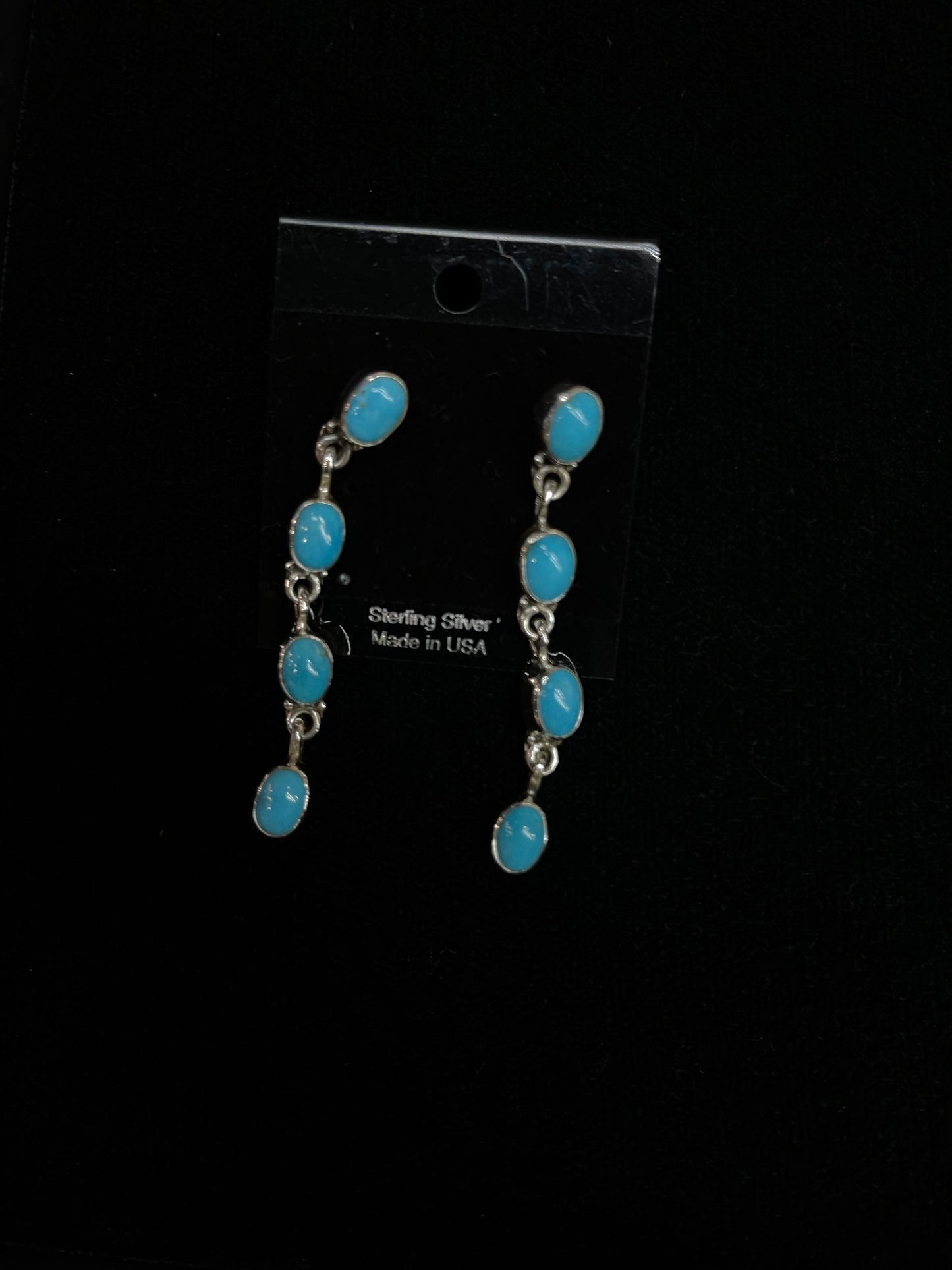 2" Sleeping Beauty Turquoise Post Dangle Earrings with Smooth Bezel