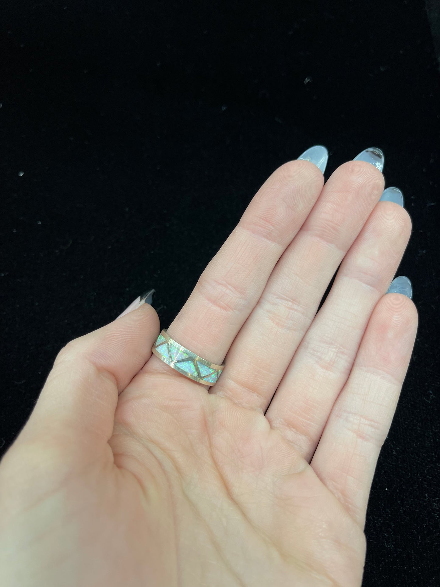6.0 White Opal Inlay Ring